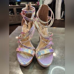Cupid Iridescent Multi-Color Strappy Heels